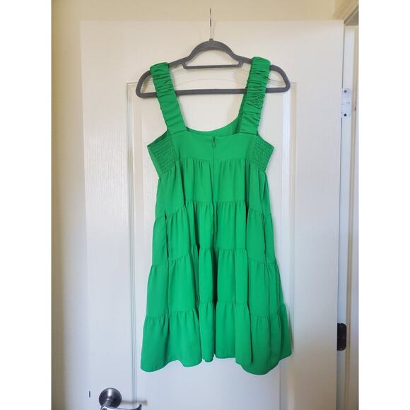 Amanda Uprichard Nicolia Grass Green Sleeveless Tiered Ruffle Mini Dress, Small - Picture 10 of 13